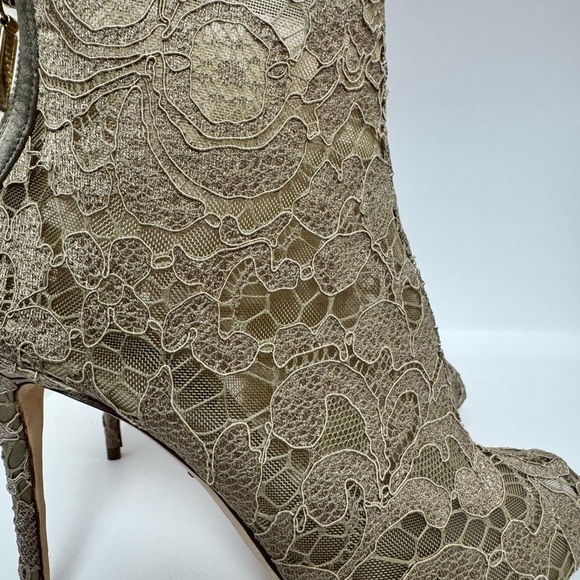 New Dolce & Gabbana "Taomina" Champagne Corded Lace Ankle Boots Size 36 - Picture 12 of 13